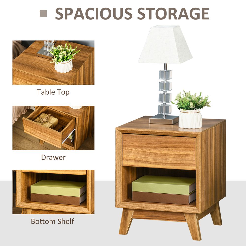 Bedside Table Storage Organizer Side Table  Drawer and Shelf Bedroom - Bedside Table from HOMCOM