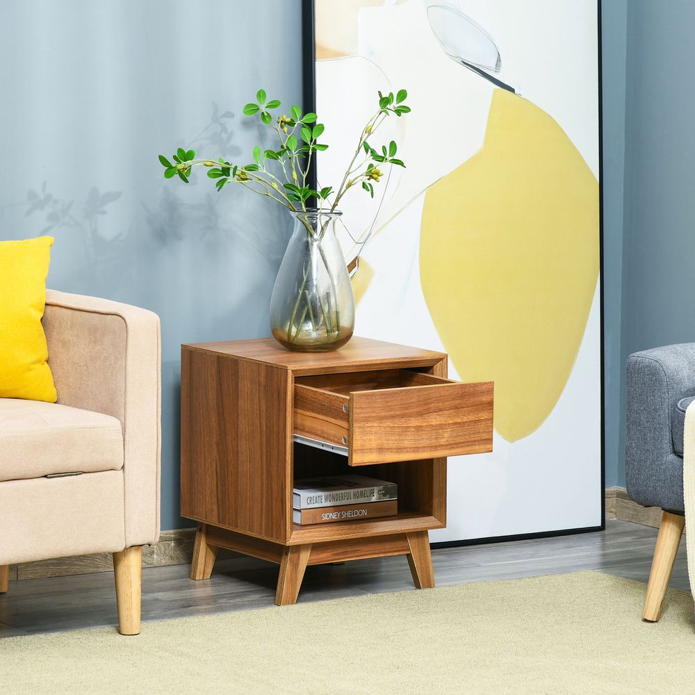 Bedside Table Storage Organizer Side Table  Drawer and Shelf Bedroom - Bedside Table from HOMCOM