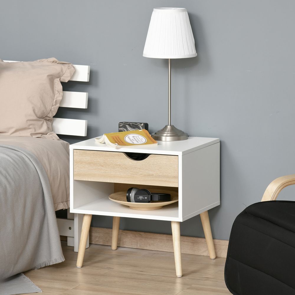 Bedside Table with Drawer and Shelf, Modern Nightstand, End Table - Bedside Table from HOMCOM