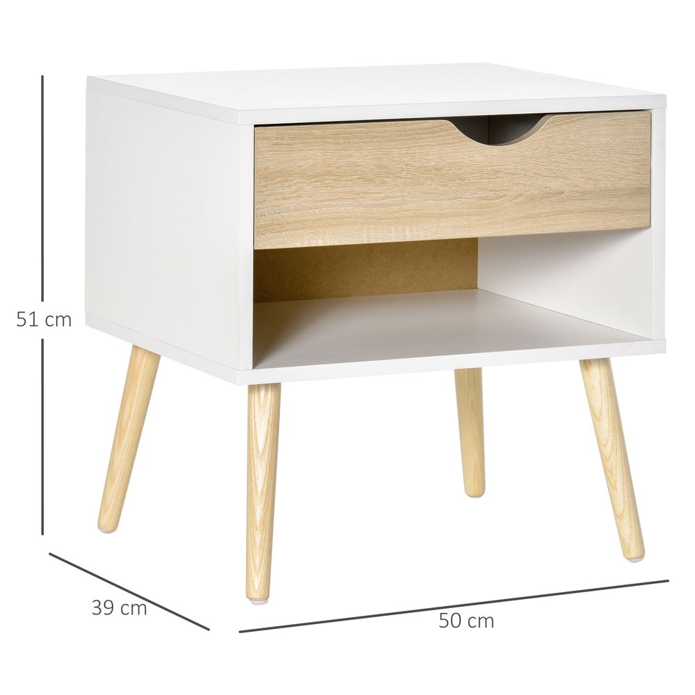 Bedside Table with Drawer and Shelf, Modern Nightstand, End Table - Bedside Table from HOMCOM