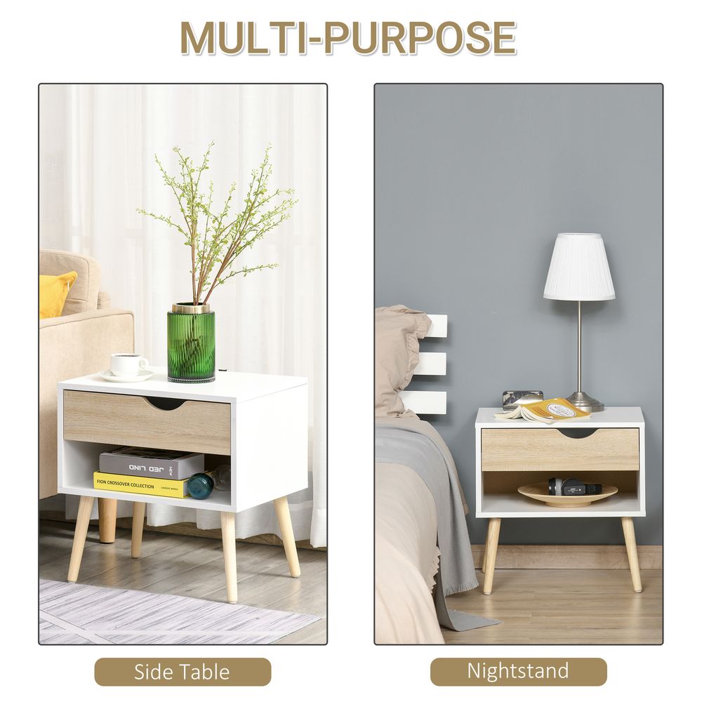 Bedside Table with Drawer and Shelf, Modern Nightstand, End Table - Bedside Table from HOMCOM