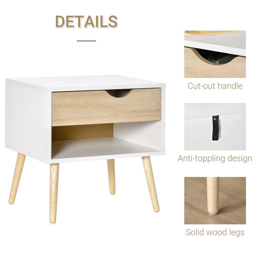 Bedside Table with Drawer and Shelf, Modern Nightstand, End Table - Bedside Table from HOMCOM