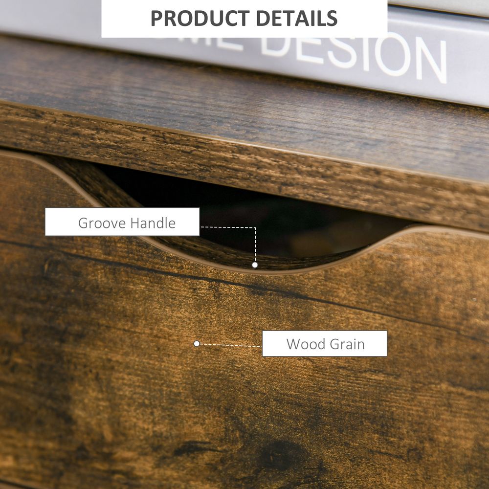 End Table Bedside Desk Slim Storage Cabinet with Shelf Rustic Brown - Bedside Table from HOMCOM