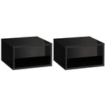 Floating Bedside Table Set of 2 Wall Mounted Nightstand W/ Drawer Black - Bedside Table from HOMCOM