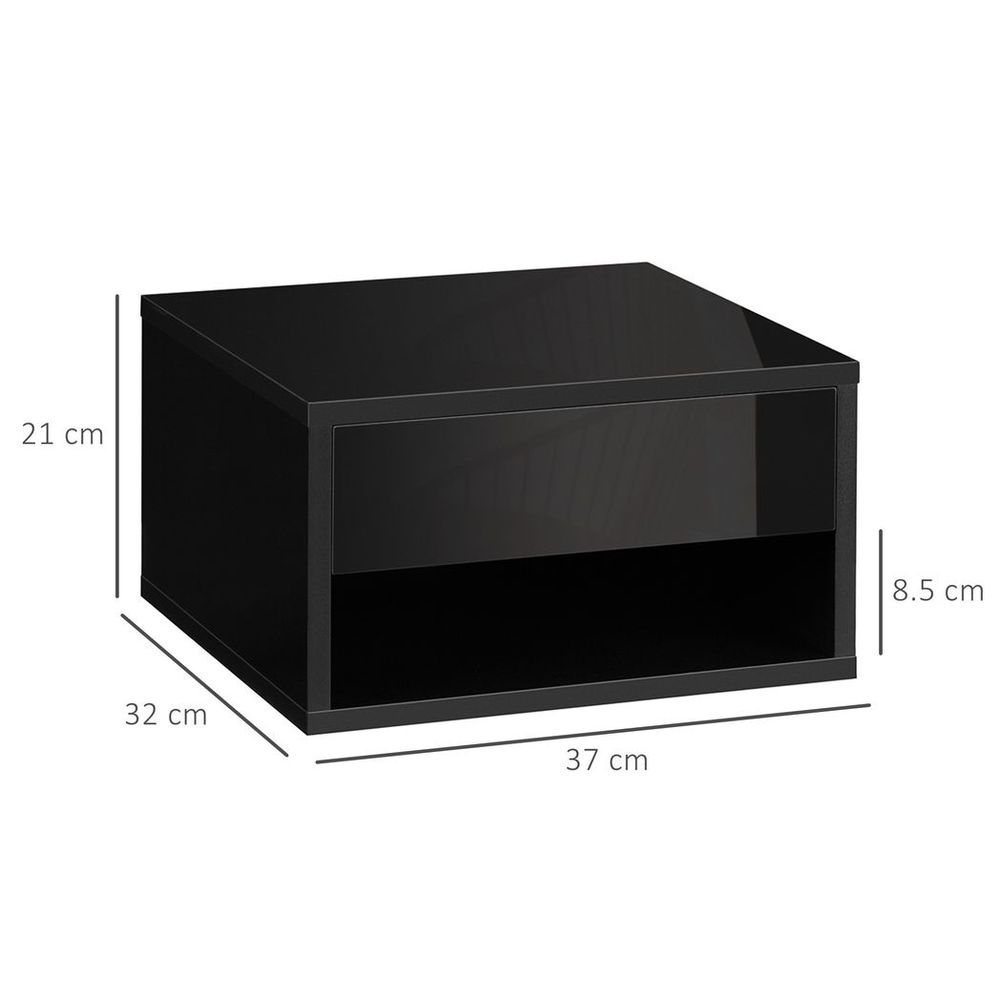 Floating Bedside Table Set of 2 Wall Mounted Nightstand W/ Drawer Black - Bedside Table from HOMCOM