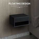 Floating Bedside Table Set of 2 Wall Mounted Nightstand W/ Drawer Black - Bedside Table from HOMCOM