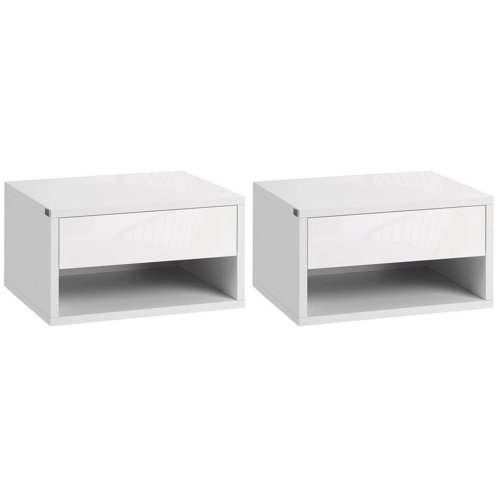 Floating Bedside Table Set of 2 Wall Mounted Nightstand W/ Drawer White - Bedside Table from HOMCOM