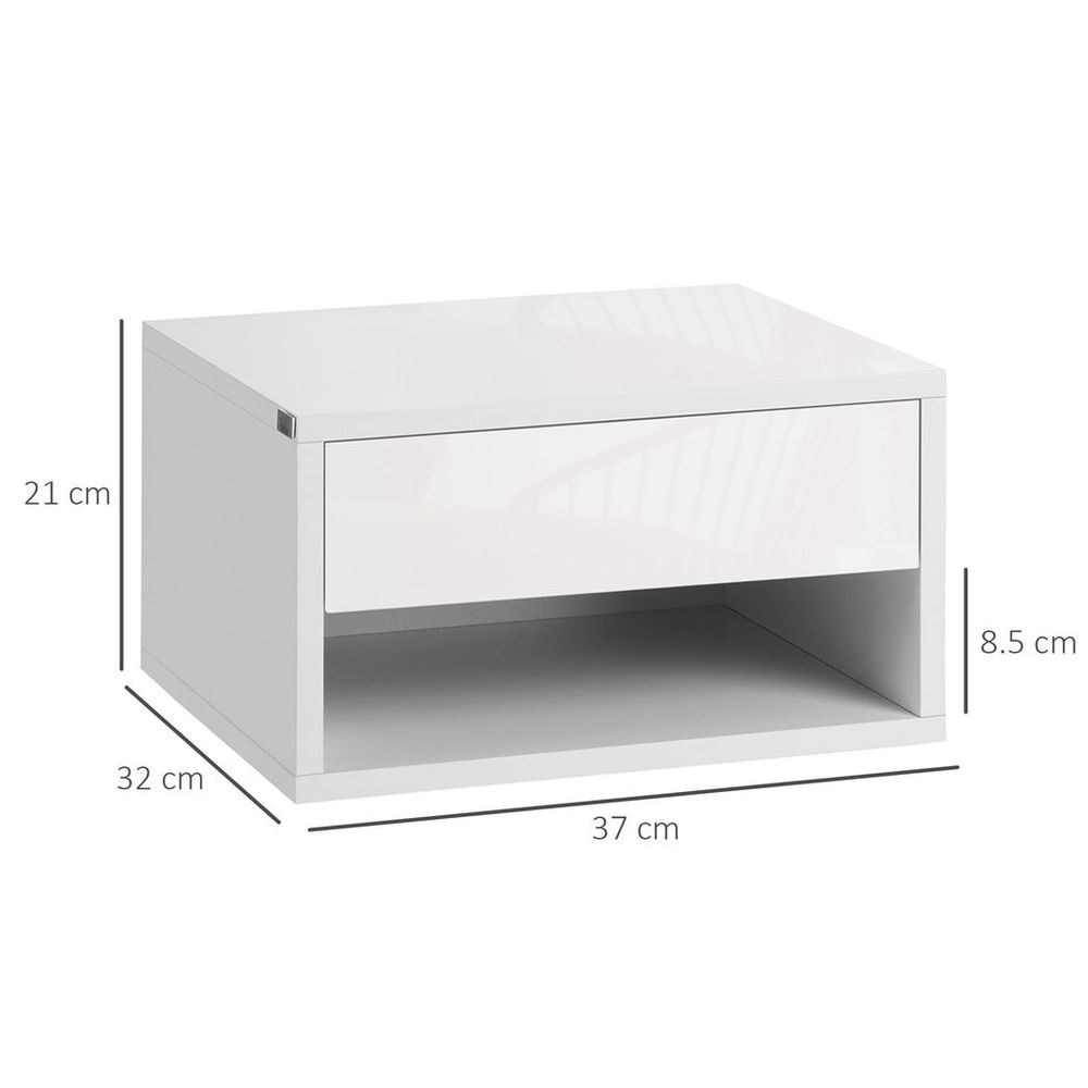 Floating Bedside Table Set of 2 Wall Mounted Nightstand W/ Drawer White - Bedside Table from HOMCOM