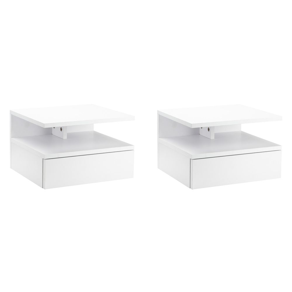 Floating Nightstand Set of 2, Wall Mounted Bedside Cabinet with Drawer - Bedside Table from HOMCOM