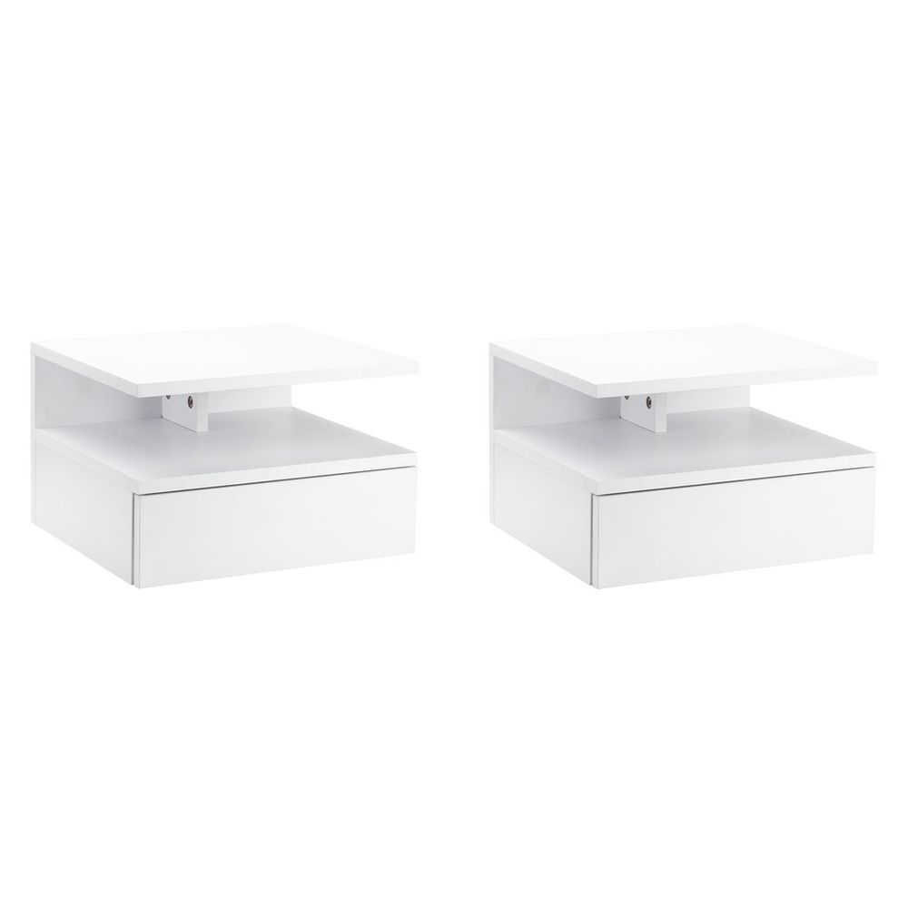 Floating Nightstand Set of 2, Wall Mounted Bedside Cabinet with Drawer - Bedside Table from HOMCOM