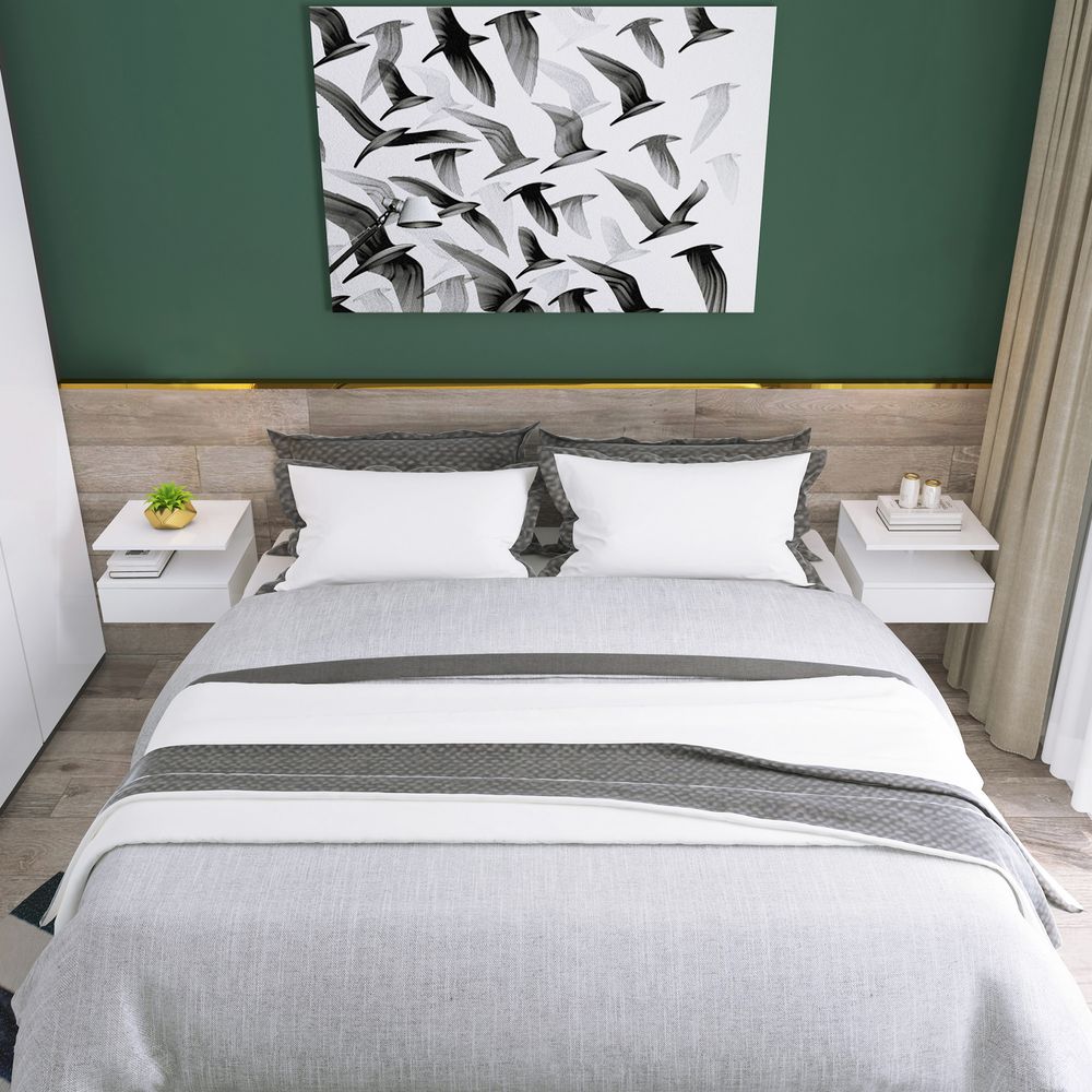 Floating Nightstand Set of 2, Wall Mounted Bedside Cabinet with Drawer - Bedside Table from HOMCOM