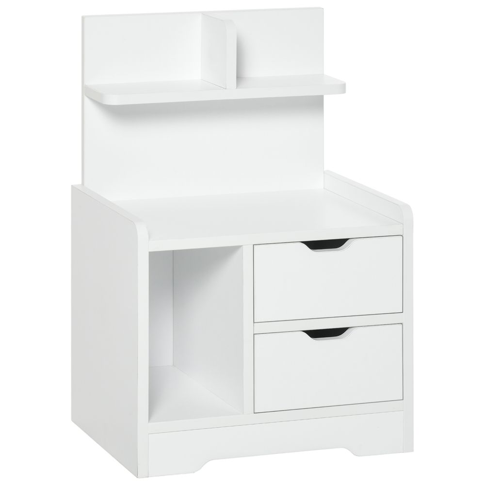 Modern Bedside Table w/2 Drawer and Storage Shelves Chest for Bedroom - Bedside Table from HOMCOM