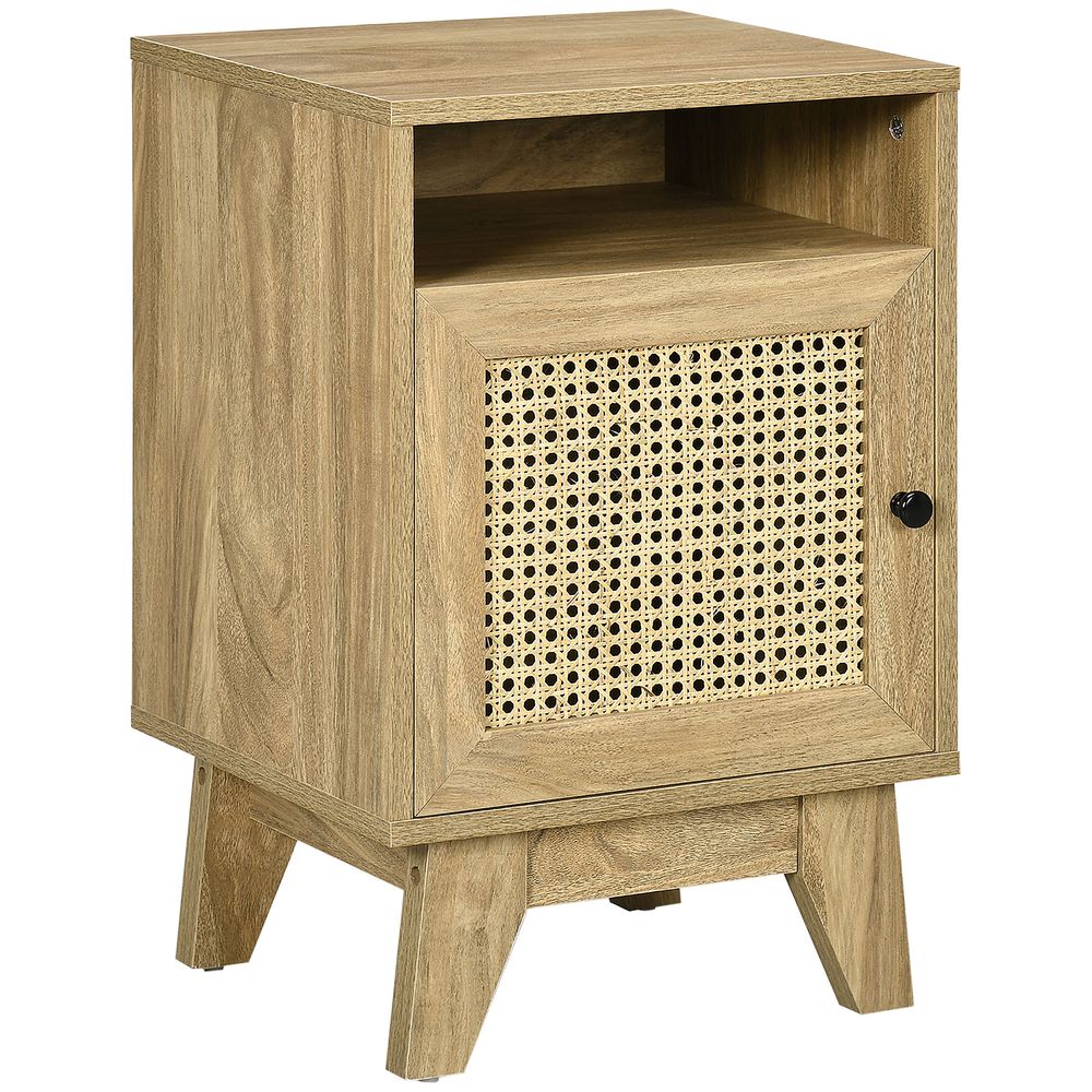 Nightstand, Bedside Table with Drawer and Shelf, End Table with Rattan Element - Bedside Table from HOMCOM