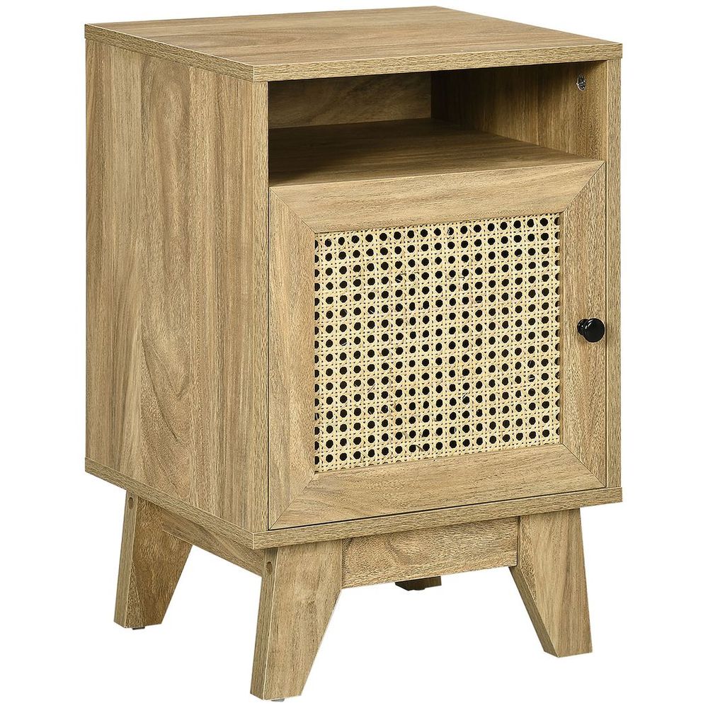 Nightstand, Bedside Table with Drawer and Shelf, End Table with Rattan Element - Bedside Table from HOMCOM