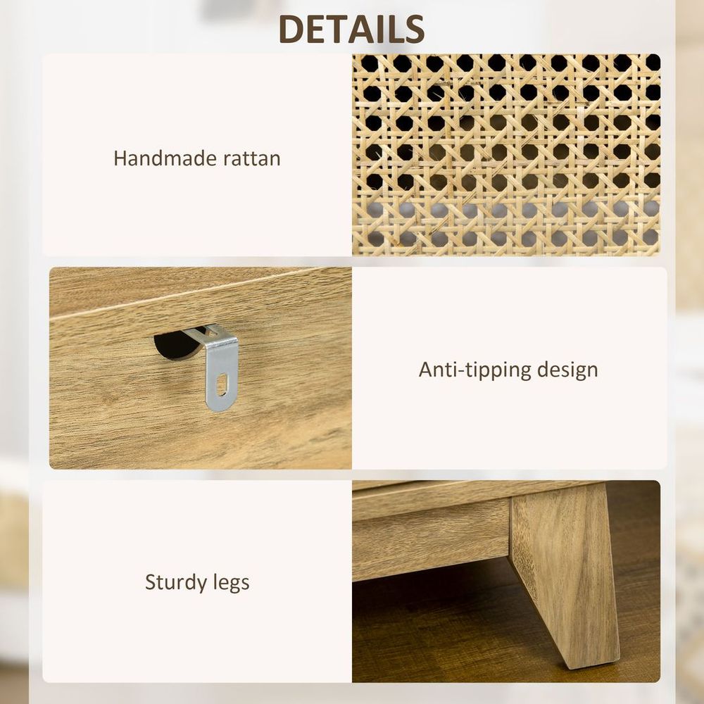 Nightstand, Bedside Table with Drawer and Shelf, End Table with Rattan Element - Bedside Table from HOMCOM