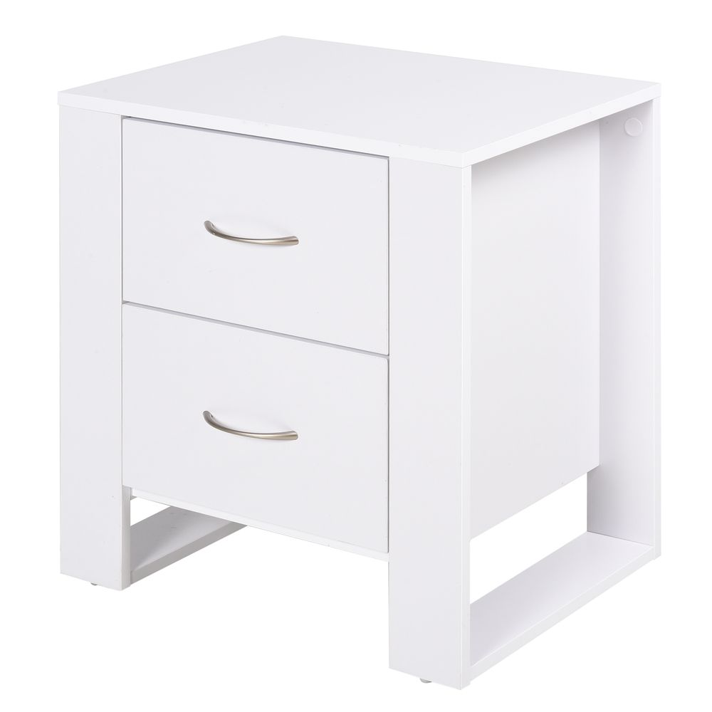 Particle Board 2-Drawer Bedside Table White - Bedside Table from HOMCOM