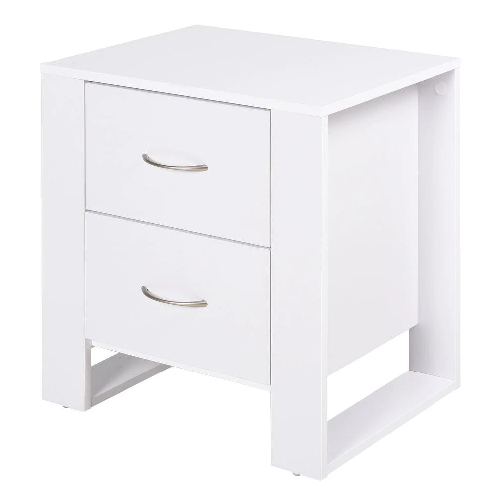 Particle Board 2-Drawer Bedside Table White by HOMCOM