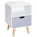 HOMCOM Scandinavian Nordic Style Bedside Table End Nightstand Lamp Desk With Drawer - Nightstands Bedside Table