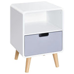 HOMCOM Scandinavian Nordic Style Bedside Table End Nightstand Lamp Desk With Drawer - Nightstands Bedside Table