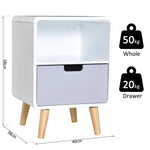 HOMCOM Scandinavian Nordic Style Bedside Table End Nightstand Lamp Desk With Drawer - Nightstands Bedside Table