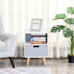 HOMCOM Scandinavian Nordic Style Bedside Table End Nightstand Lamp Desk With Drawer - Nightstands Bedside Table