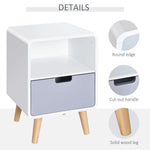 HOMCOM Scandinavian Nordic Style Bedside Table End Nightstand Lamp Desk With Drawer - Nightstands Bedside Table