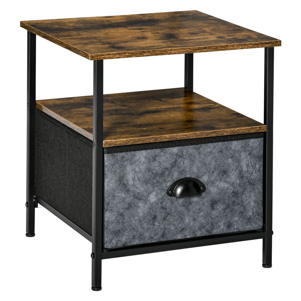 Side Table Vintage Nightstand Coffee Table w/ Drawer for Living Room - Bedside Table from HOMCOM