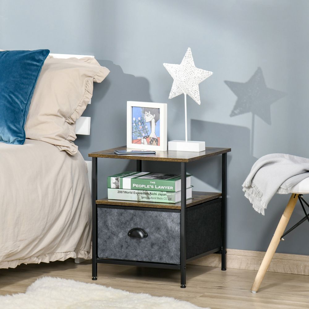 Side Table Vintage Nightstand Coffee Table w/ Drawer for Living Room - Bedside Table from HOMCOM