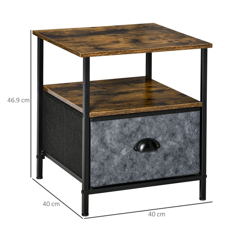 Side Table Vintage Nightstand Coffee Table w/ Drawer for Living Room - Bedside Table from HOMCOM