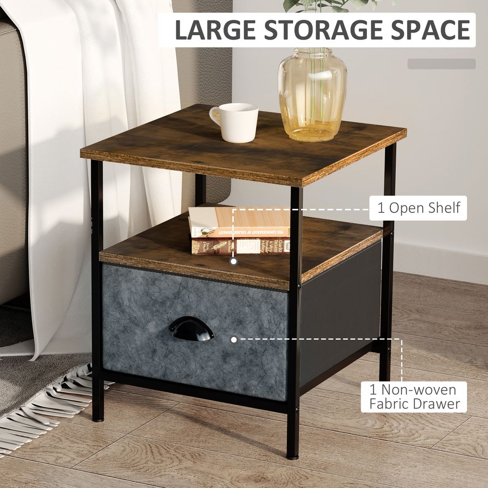 Side Table Vintage Nightstand Coffee Table w/ Drawer for Living Room - Bedside Table from HOMCOM