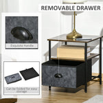 Side Table Vintage Nightstand Coffee Table w/ Drawer for Living Room - Bedside Table from HOMCOM