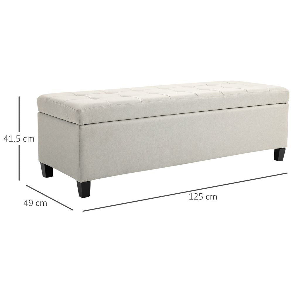 Linen Storage Ottoman Bench Padded w/ Tufting Hinged Lid Wood Frame Feet - Bench from HOMCOM