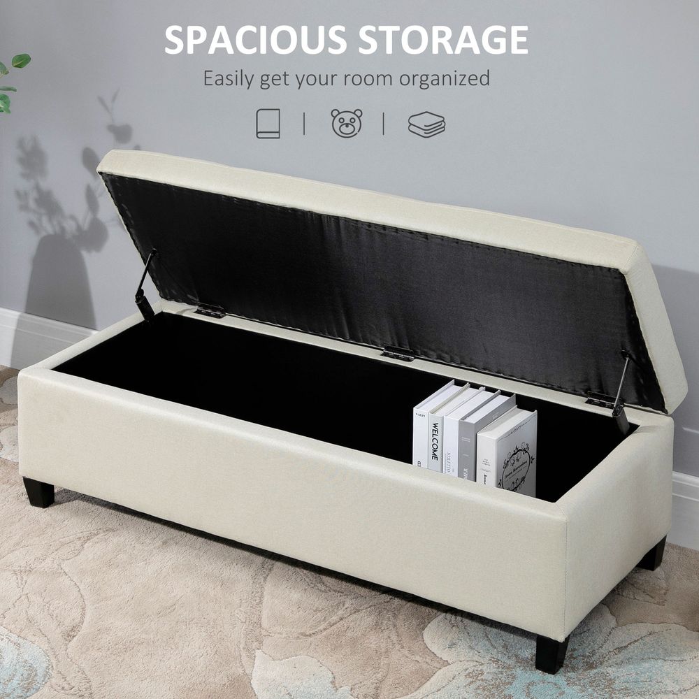 Linen Storage Ottoman Bench Padded w/ Tufting Hinged Lid Wood Frame Feet - Bench from HOMCOM