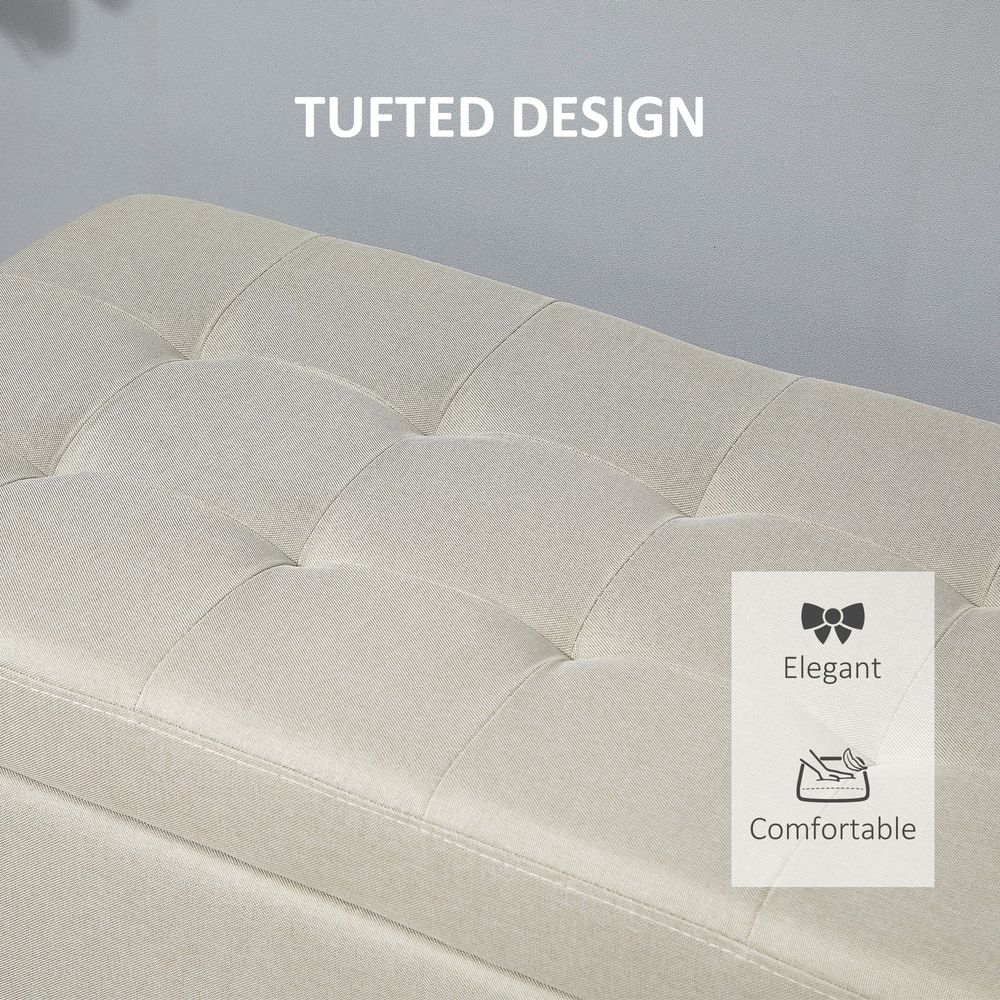 Linen Storage Ottoman Bench Padded w/ Tufting Hinged Lid Wood Frame Feet - Bench from HOMCOM