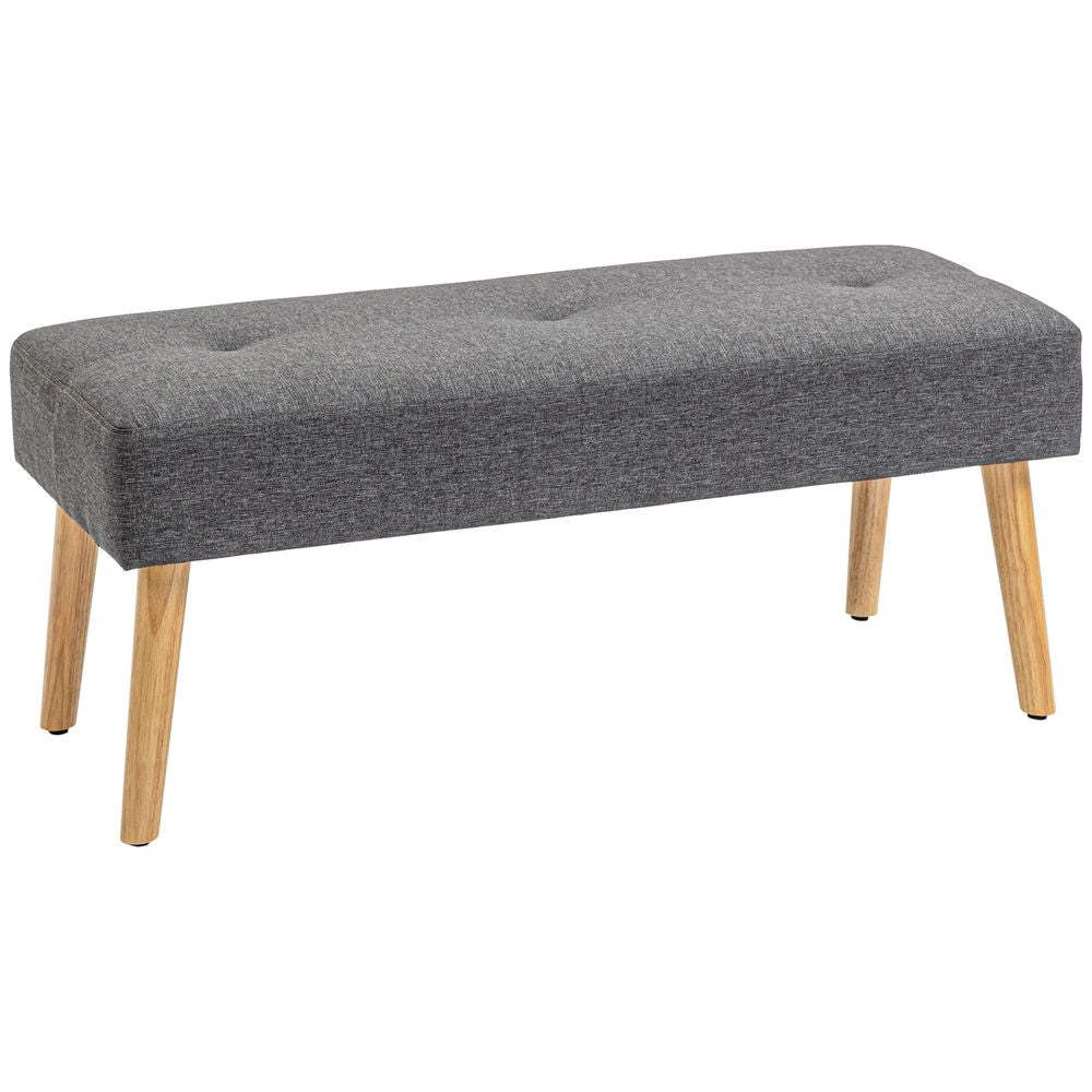 Upholstered Bed End Bench Ottoman Tufted Linen Entryway Living Room - Bench from HOMCOM