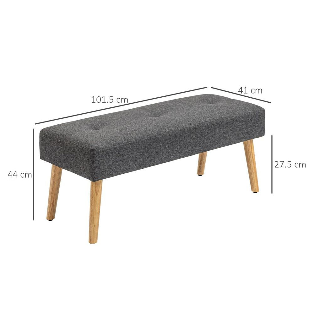 Upholstered Bed End Bench Ottoman Tufted Linen Entryway Living Room - Bench from HOMCOM