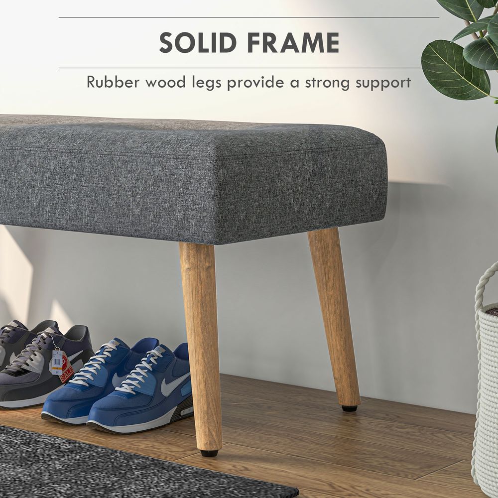 Upholstered Bed End Bench Ottoman Tufted Linen Entryway Living Room - Bench from HOMCOM