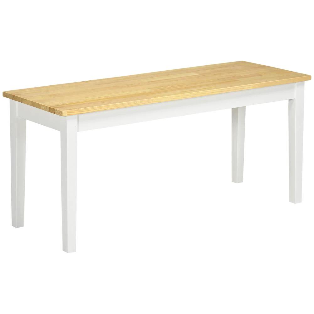 HOMCOM Wood Dining Bench Wooden Bench for 2 People, Natural Wood Effect - Uncategorized Bench