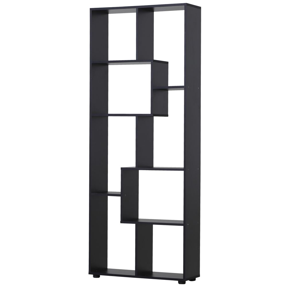 178cm 8-Shelf Bookcase w/ Melamine Surface Foot Pads Black Multipurpose 8-Grid Homcom - Bookcase from HOMCOM