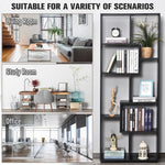 178cm 8-Shelf Bookcase w/ Melamine Surface Foot Pads Black Multipurpose 8-Grid Homcom - Bookcase from HOMCOM