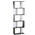 5-tier Bookcase Storage Display Shelving S Shape design Unit Divider Black by HOMCOM