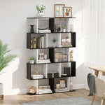 5-tier Bookcase Storage Display Shelving S Shape design Unit Divider Black by HOMCOM