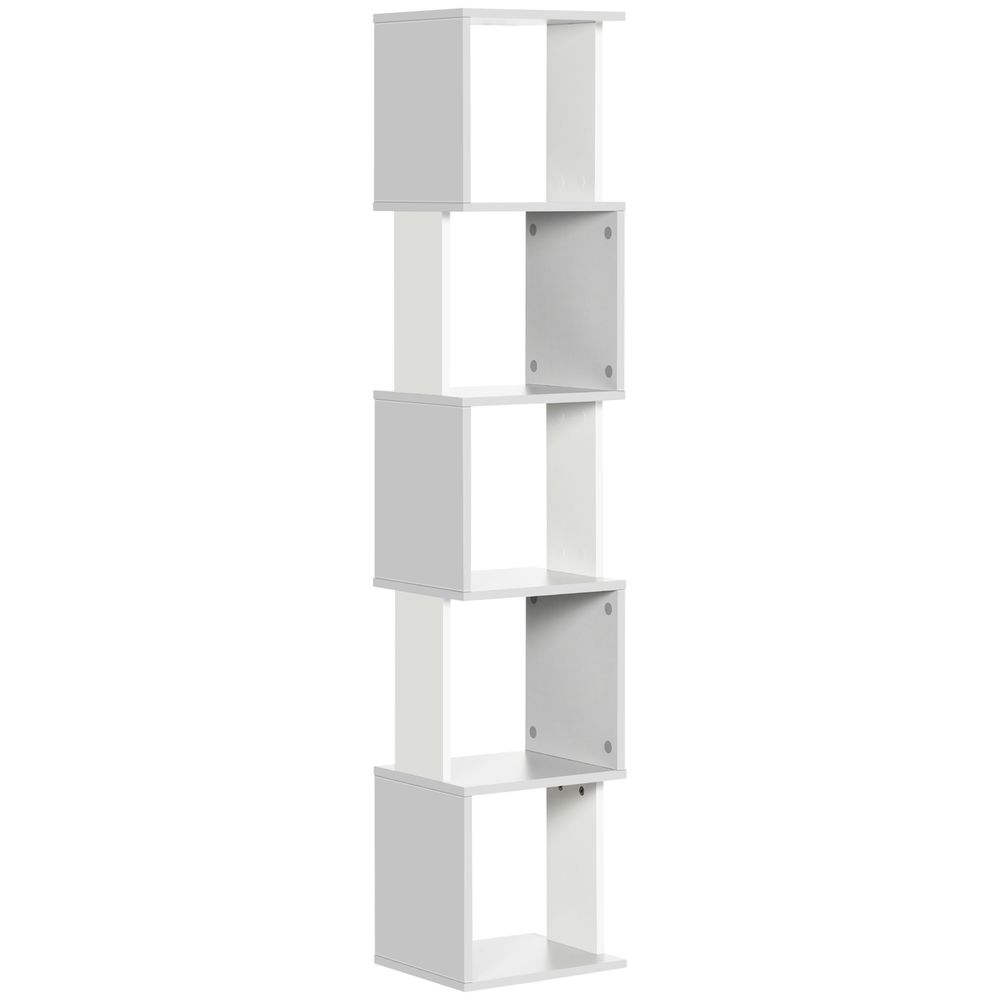 5-Tier Bookshelf, Freestanding Bookcase Storage Shelving Light Grey - Bookcase from HOMCOM