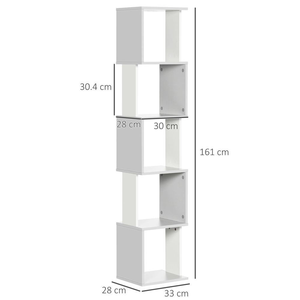 5-Tier Bookshelf, Freestanding Bookcase Storage Shelving Light Grey - Bookcase from HOMCOM
