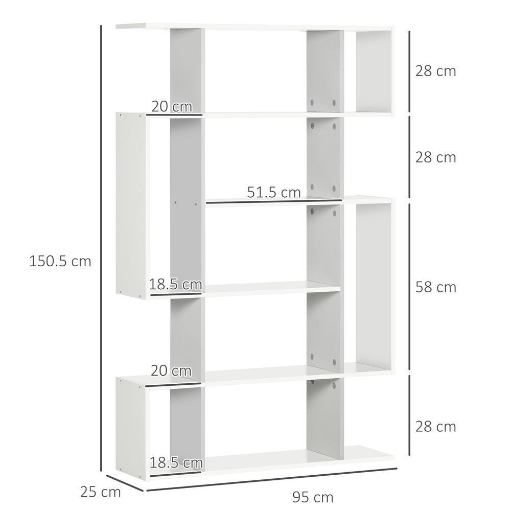 5-Tier Bookshelf, Modern Bookcase with 13 Open Shelves, White - Bookcase from HOMCOM