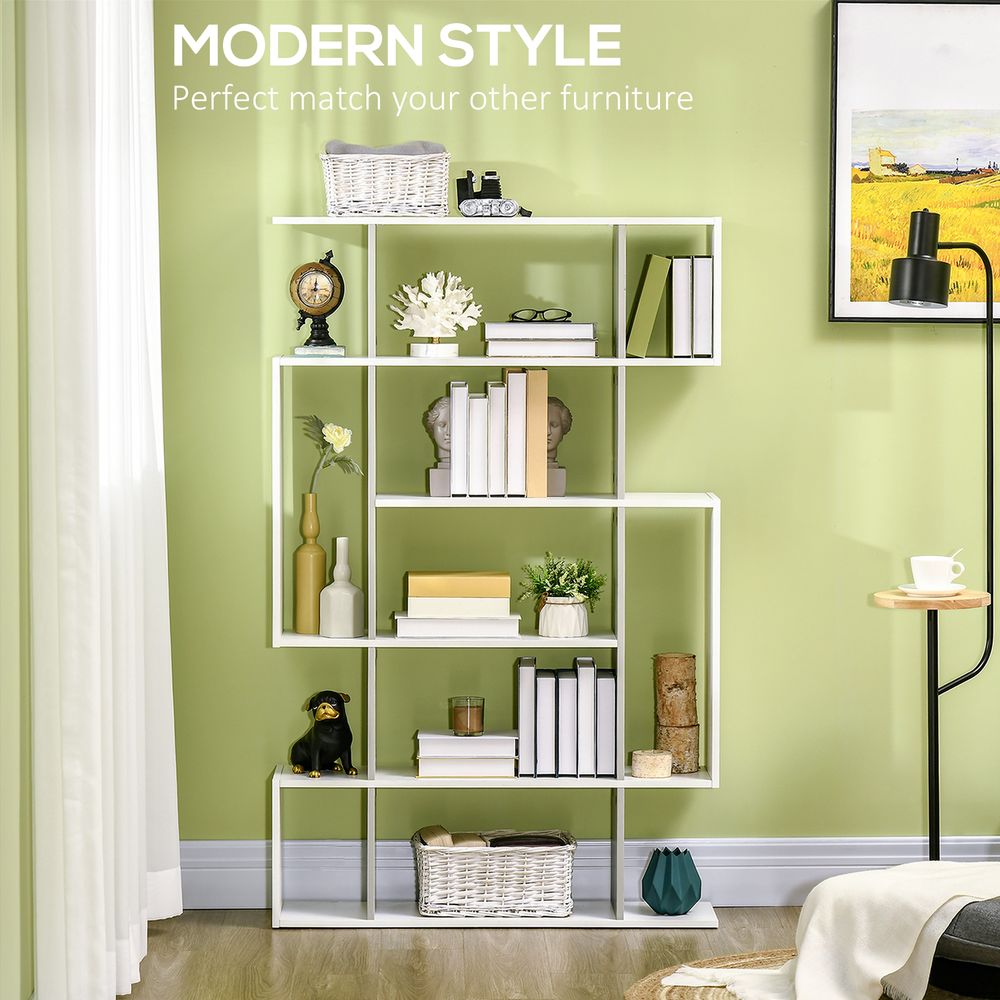 5-Tier Bookshelf, Modern Bookcase with 13 Open Shelves, White - Bookcase from HOMCOM