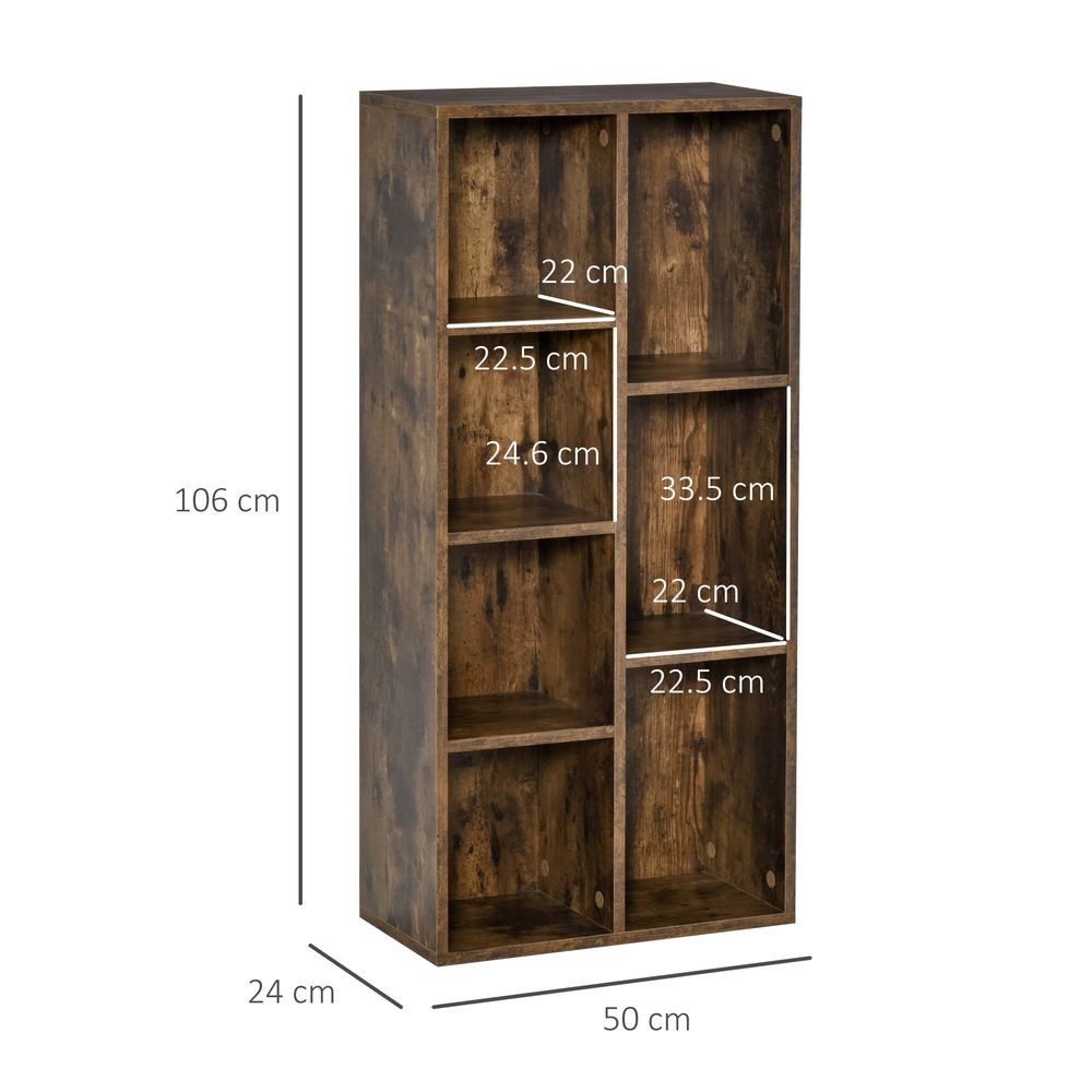 Bookcase IndustrialDisplay Cabinet Cube Storage Rustic Brown - Bookcase from HOMCOM