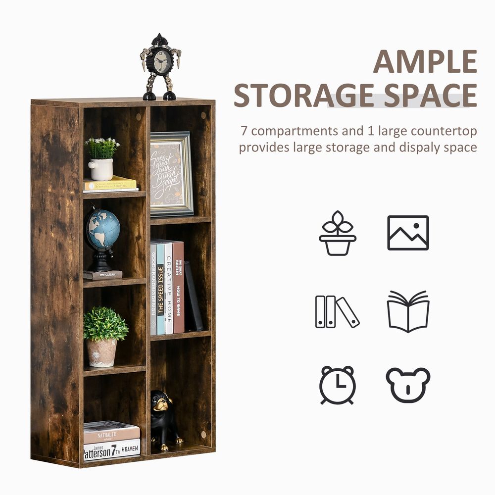 Bookcase IndustrialDisplay Cabinet Cube Storage Rustic Brown - Bookcase from HOMCOM