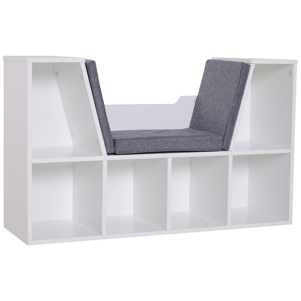 Bookcase Storage W/Particle Board Sponge Linen, 102W x 30D x 61Hcm-White/Grey - Bookcase from HOMCOM