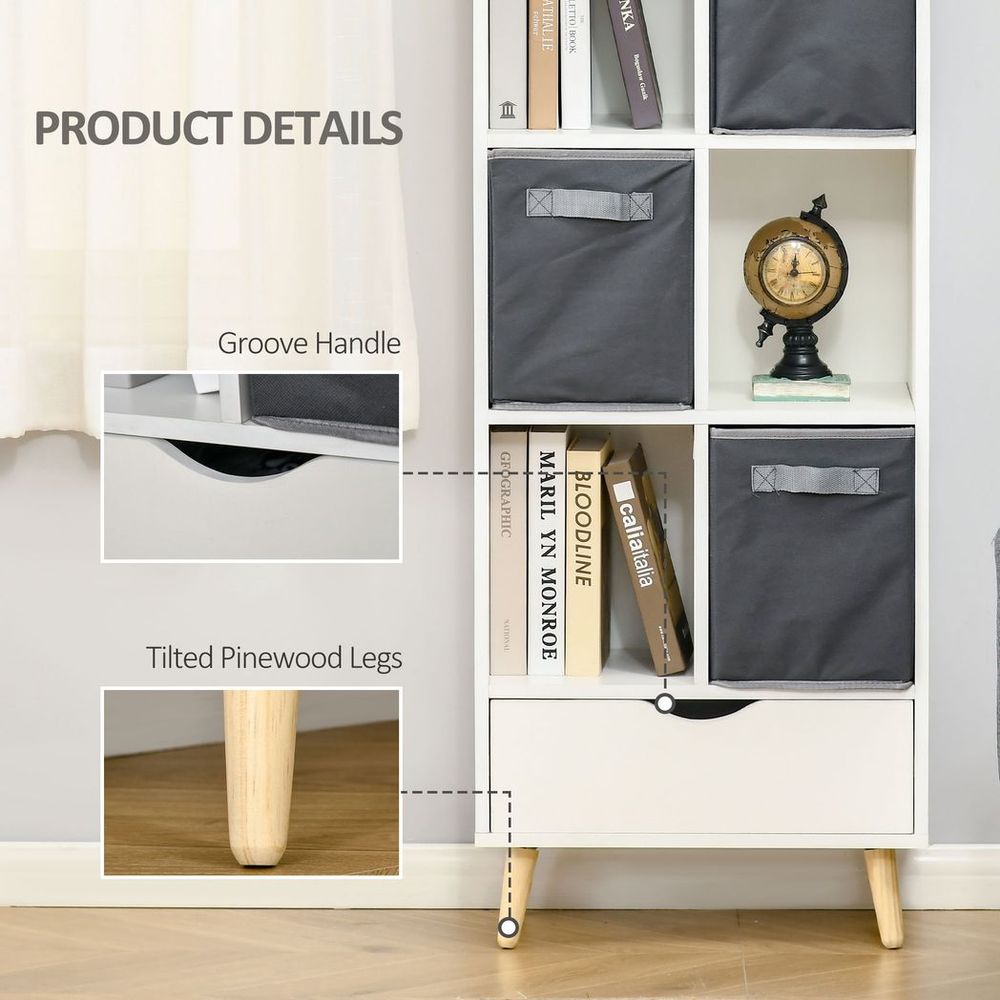 Modern Bookcase Tall Bookcase with Storage Shelves Drawer for Study - Bookcase from HOMCOM